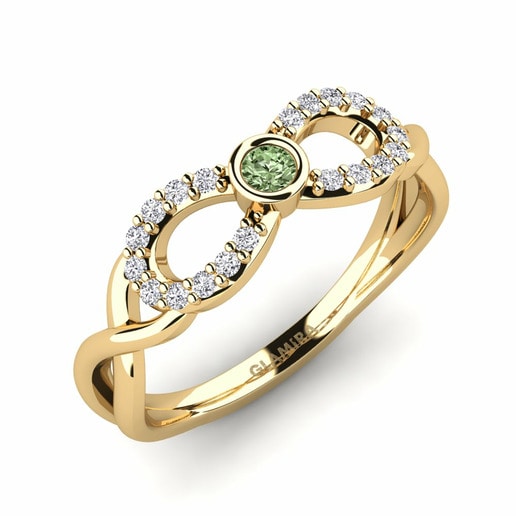 Anillo Rigeo Oro Amarillo 585 & Diamante Verde & Diamante