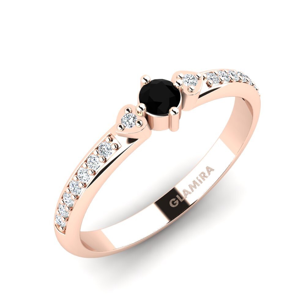 Oro Rosso 585 Diamante Nero Anello promessa donna Samingi
