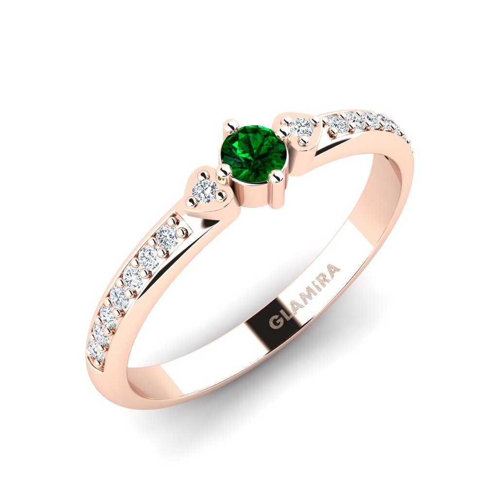14ct Rose Gold Green Zirconia Women's Promise Ring Samingi
