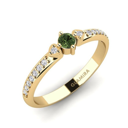 Anillo Samingi Oro Amarillo 585 & Zafiro Verde & Diamante