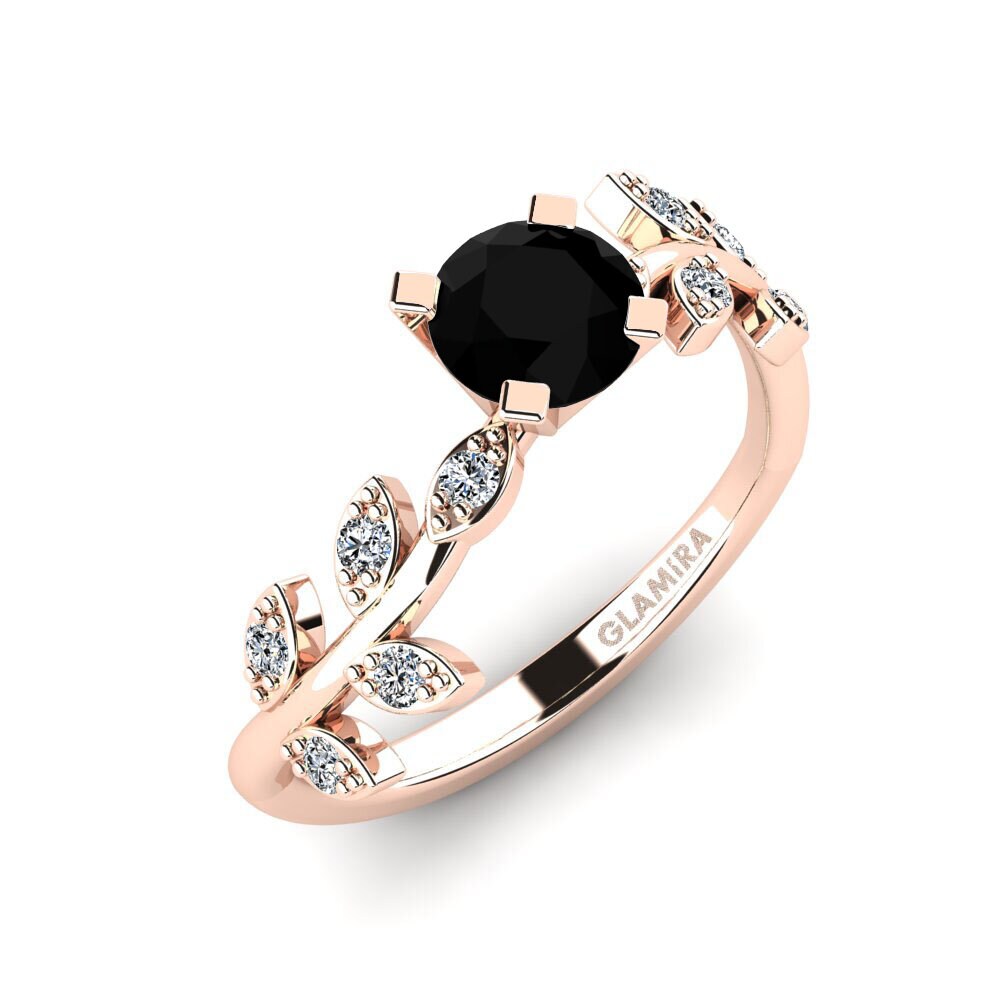 Oro Rosso 585 Diamante Nero Anello promessa donna Snep