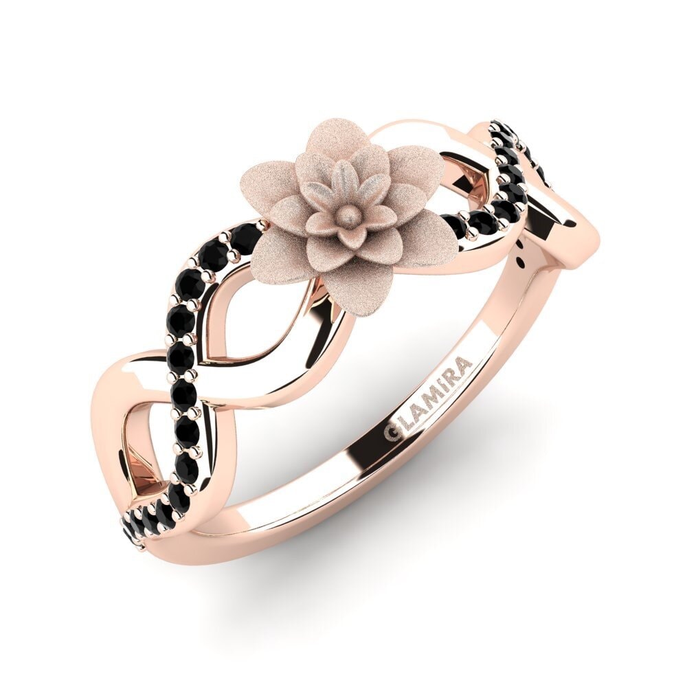 Oro Rosso 585 Diamante Nero Anello promessa donna Soldin