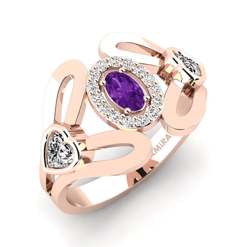 Oro Rosso 585 Ametista Anello promessa donna Sretonan