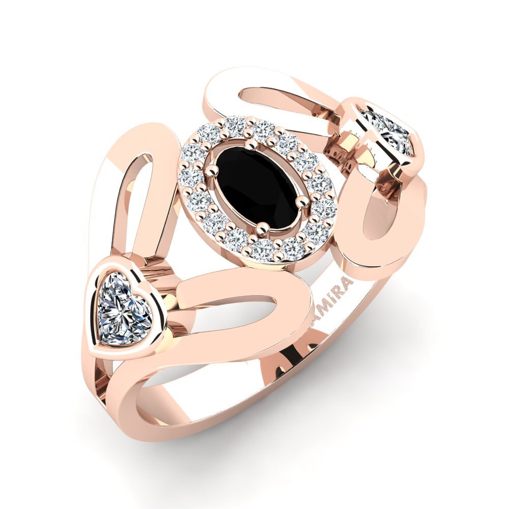 Oro Rosso 585 Diamante Nero Anello promessa donna Sretonan