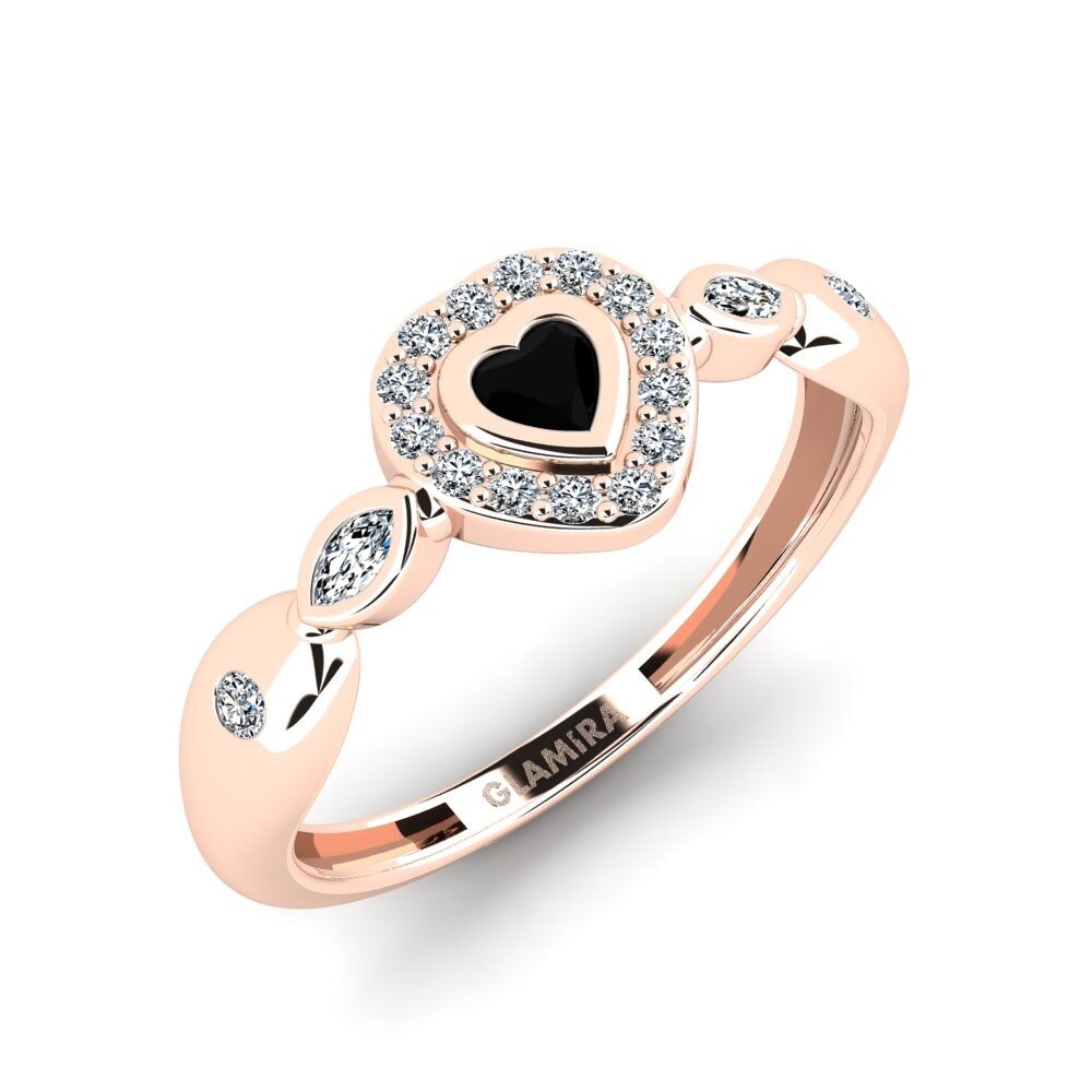 Oro Rosso 585 Diamante Nero Anello promessa donna Stota