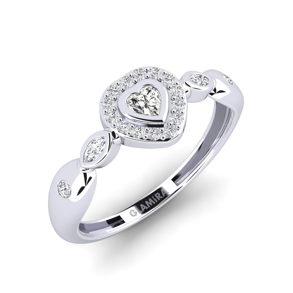 18ct White Gold Heart Diamond Women's Promise Ring Stota