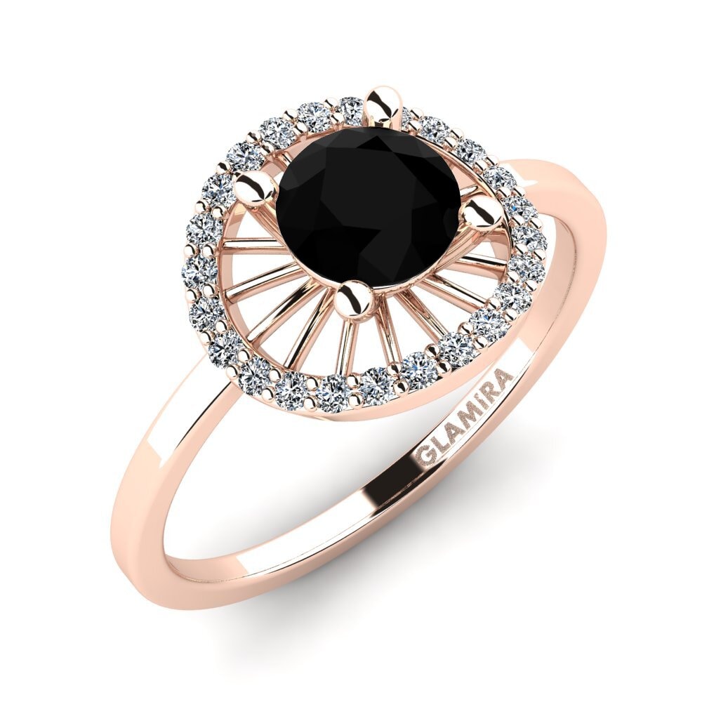 Oro Rosso 585 Diamante Nero Anello promessa donna Swangy