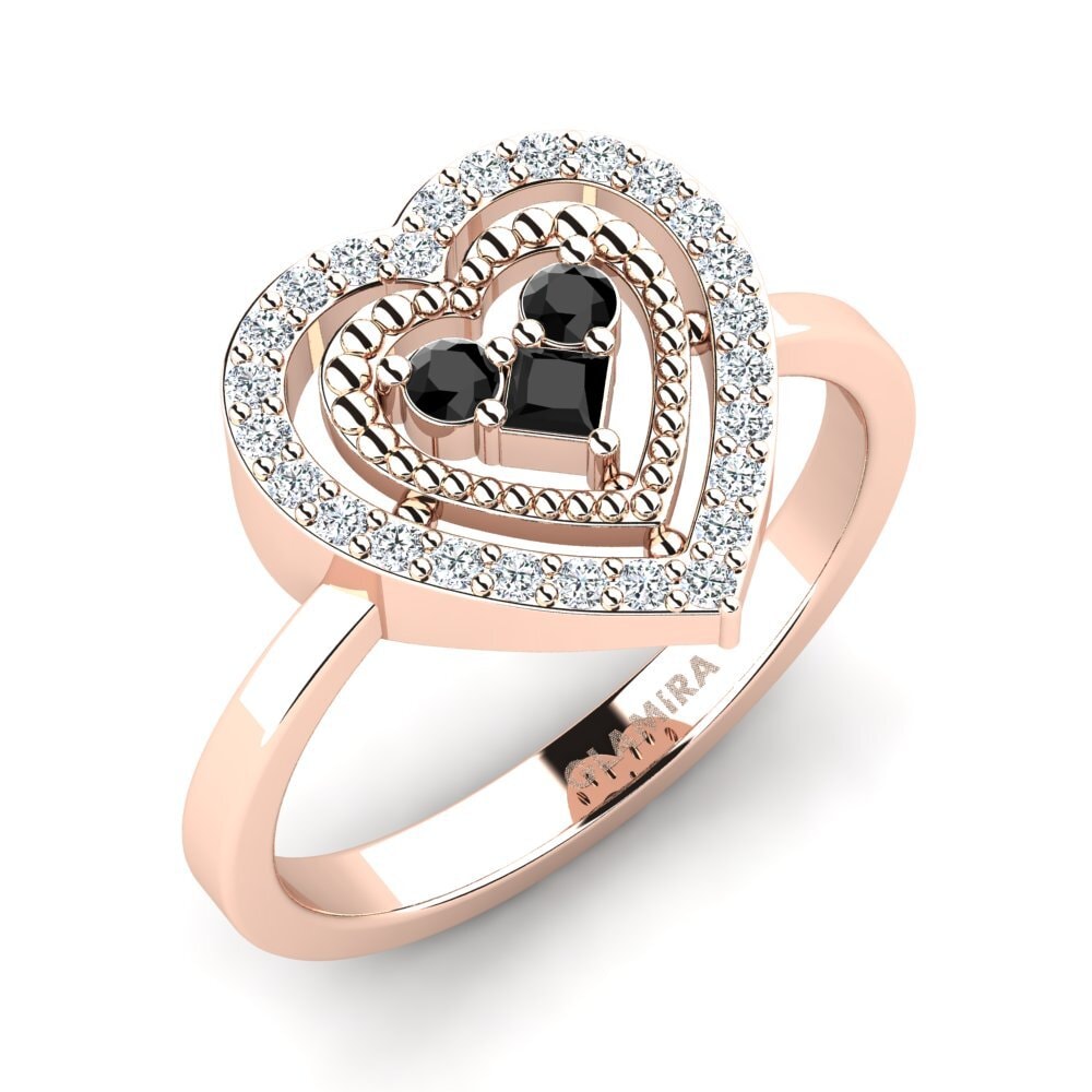 Oro Rosso 585 Diamante Nero Anello promessa donna Tamant