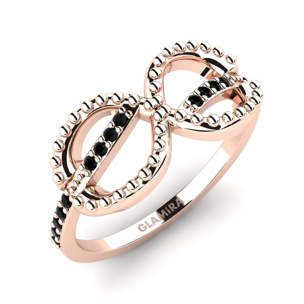 Oro Rosso 585 Diamante Nero Anello promessa donna Tilf