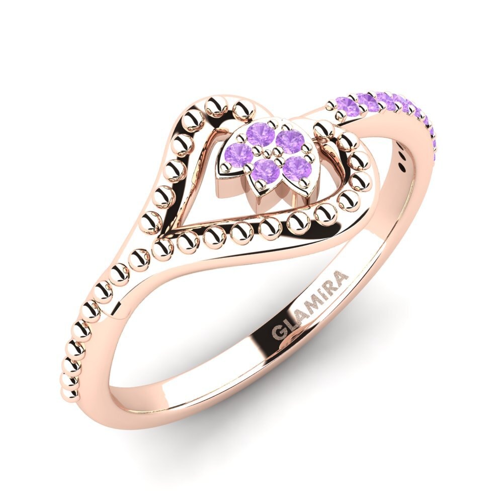 Oro Rosso 585 Ametista Anello promessa donna Unlit