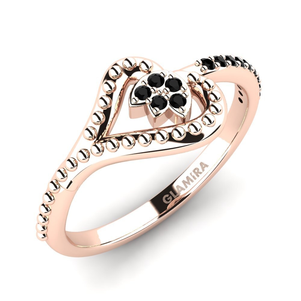 Oro Rosso 585 Diamante Nero Anello promessa donna Unlit