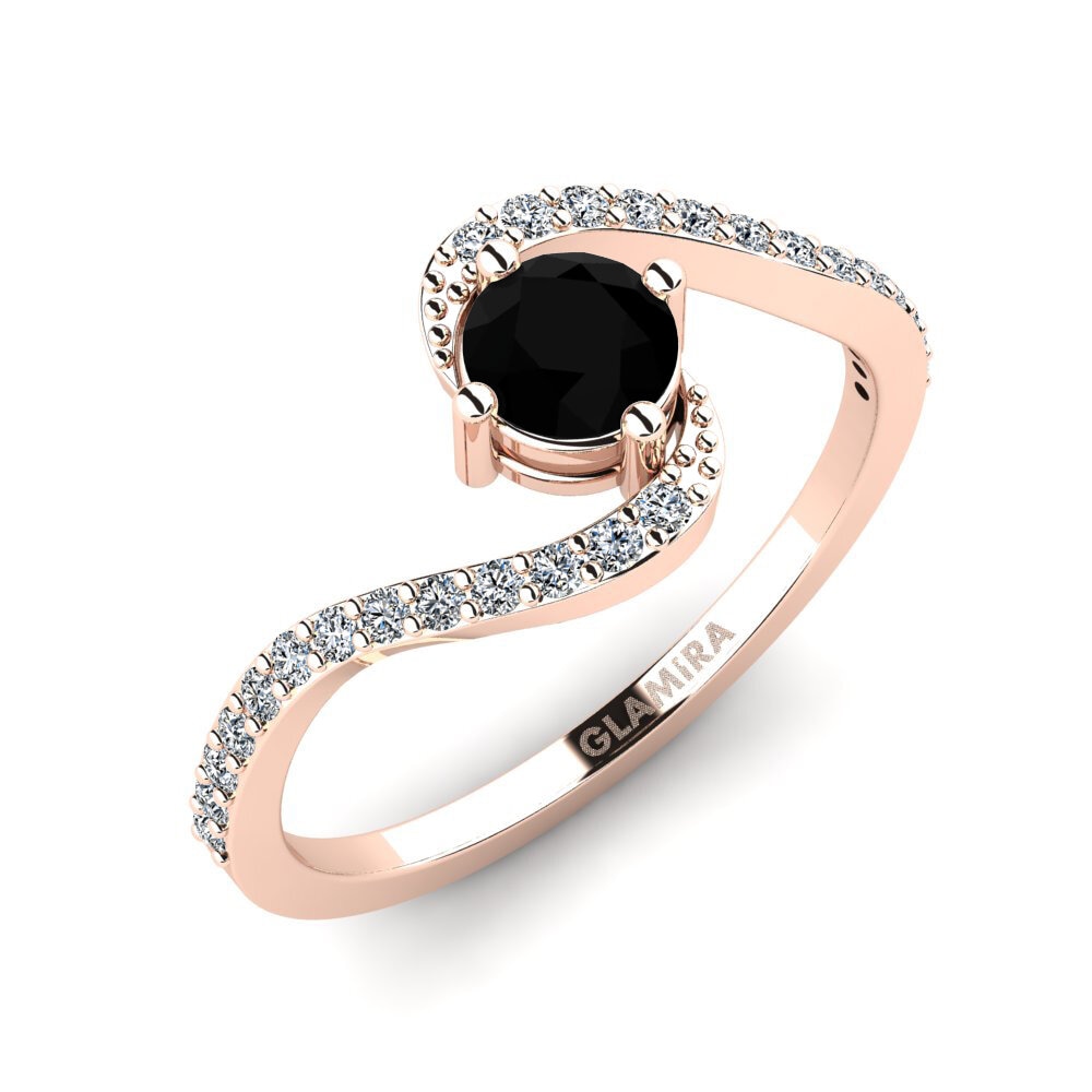 Oro Rosso 585 Diamante Nero Anello promessa donna Urengan