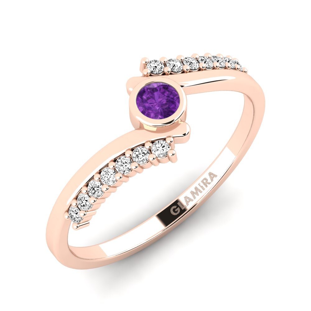 Oro Rosso 585 Ametista Anello promessa donna Vamo