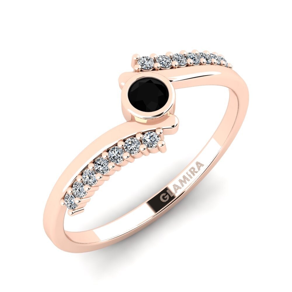 Oro Rosso 585 Diamante Nero Anello promessa donna Vamo