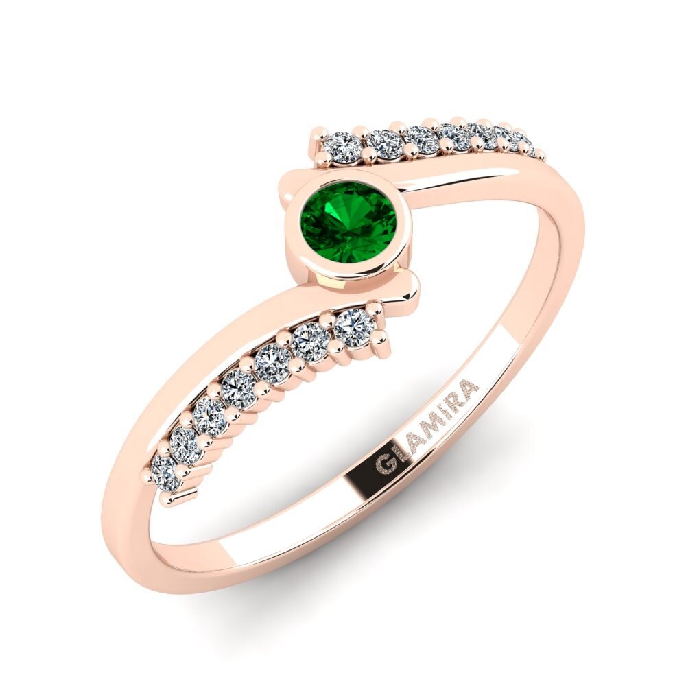 14ct Rose Gold Green Zirconia Women's Promise Ring Vamo