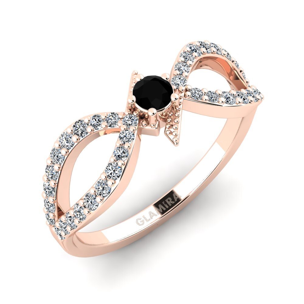 Oro Rosso 585 Diamante Nero Anello promessa donna Vaurp