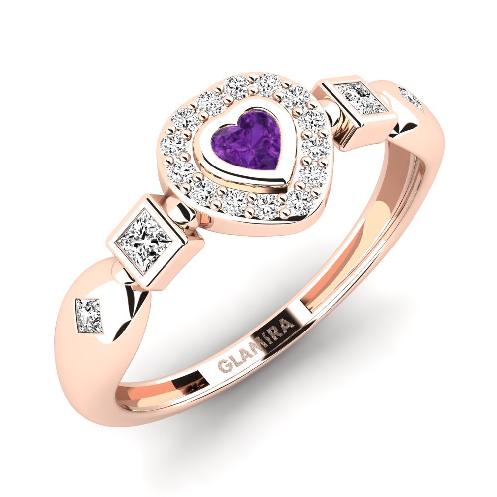 Oro Rosso 585 Ametista Anello promessa donna Vexata