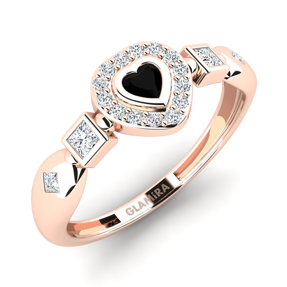 Oro Rosso 585 Diamante Nero Anello promessa donna Vexata