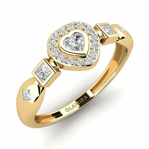 Anillo Vexata Oro Amarillo 585 & Diamante & Cristal de Swarovski