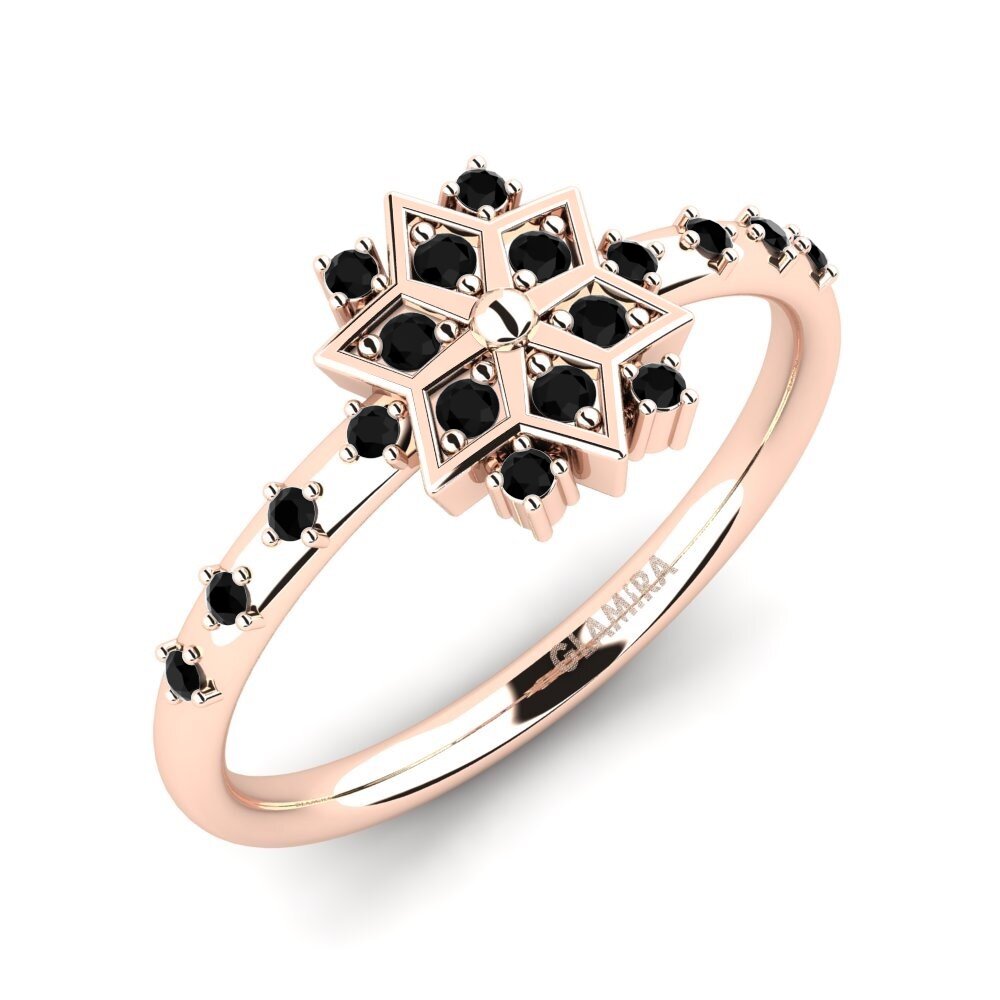 Oro Rosso 585 Diamante Nero Anello promessa donna Zige