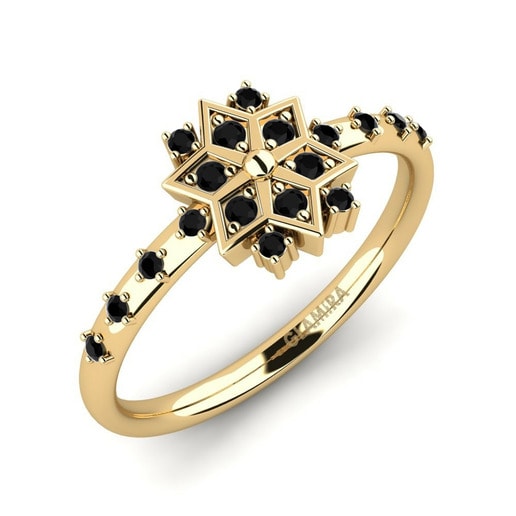 Anillo Zige Oro Amarillo 585 & Diamante Negro