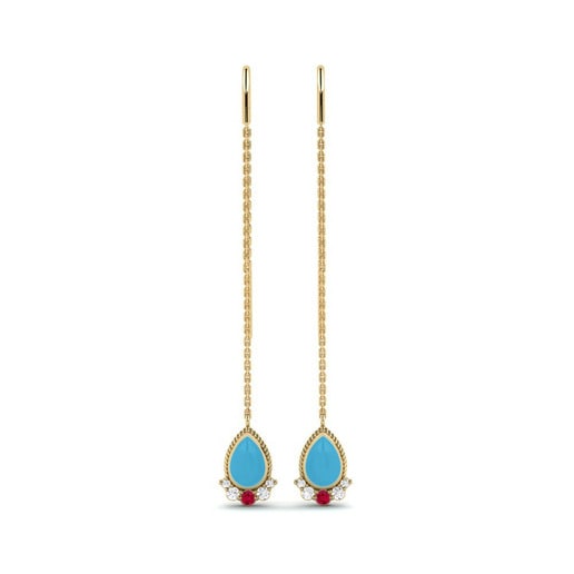 Earring Favorab 585 Yellow Gold & Ruby & White Sapphire