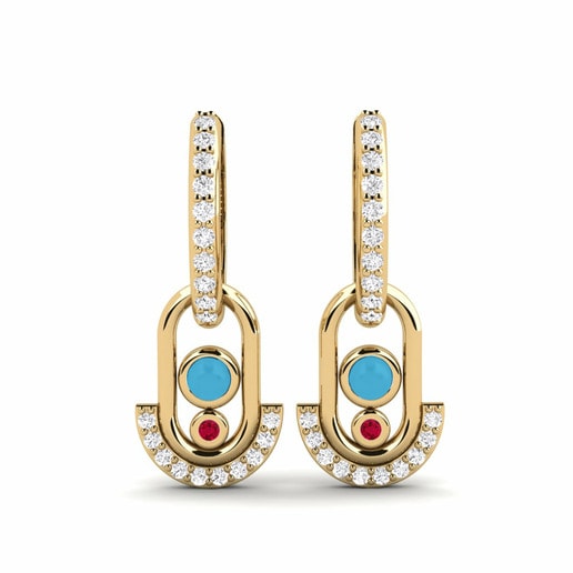 Earring Luccas 585 Yellow Gold & Ruby & White Sapphire