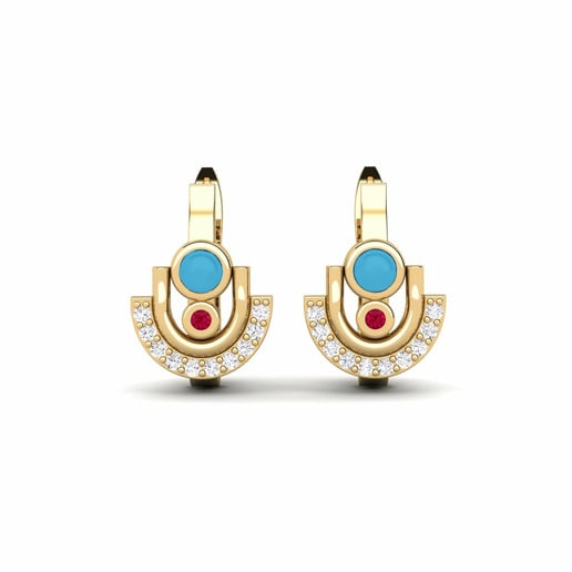 Earring Messinas 585 Yellow Gold & Ruby & White Sapphire