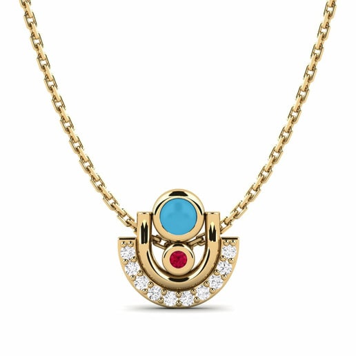 Mặt Dây Chuyền Perugia Vàng 585 & Hồng Ngọc & Đá Sapphire Trắng