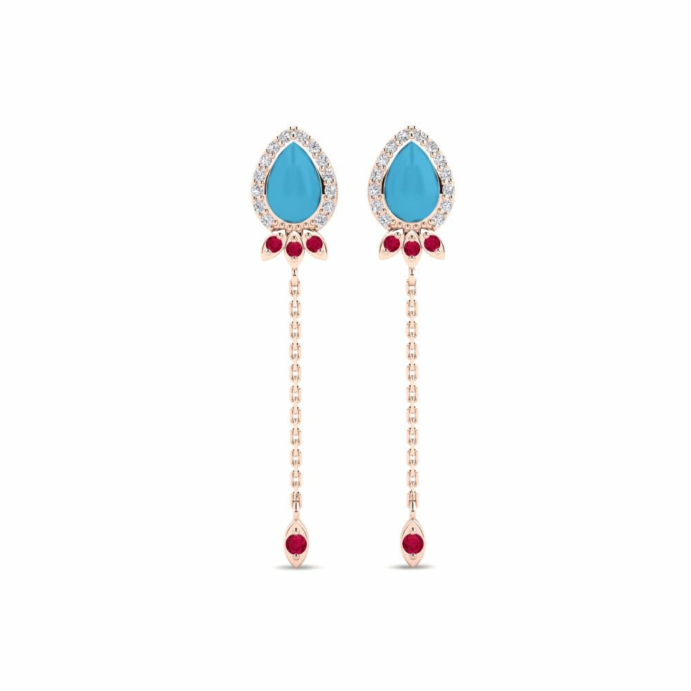14K Rood Goud Dames Oorbellen Tirkiz