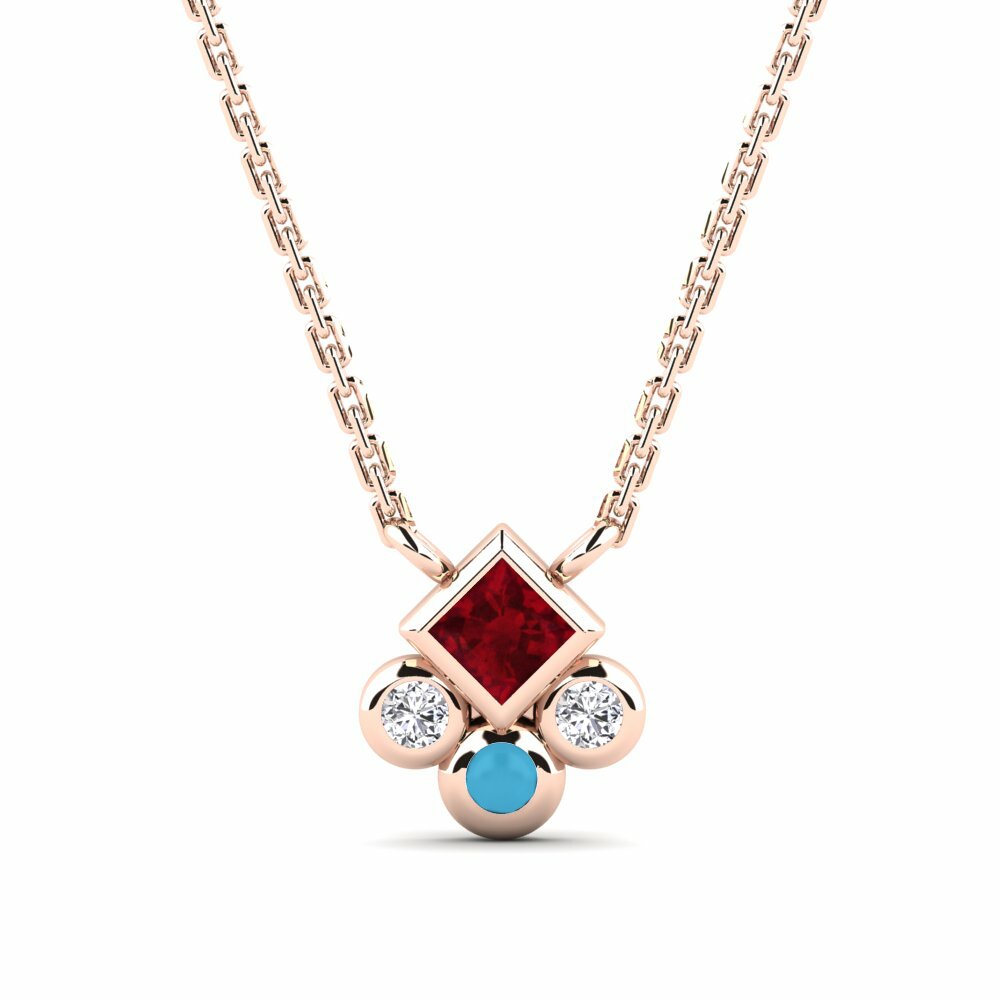 14K Rood Goud Ketting Turkesa