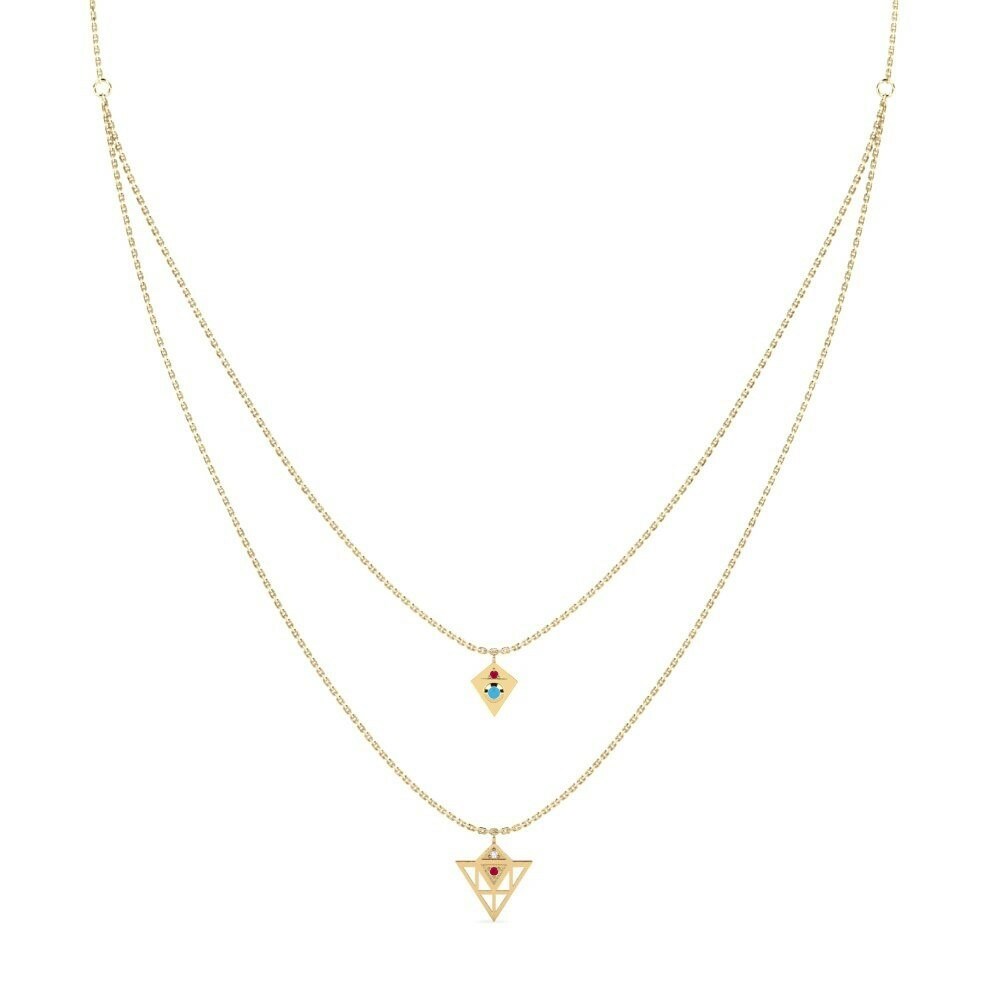 Layering Turquoise Journey Necklaces Collection Specifically 585 Yellow Gold Ruby