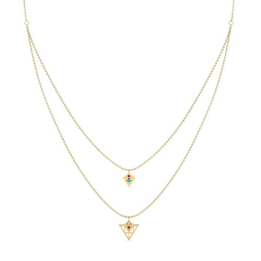 Necklace Specifically 585 Yellow Gold & Ruby & White Sapphire