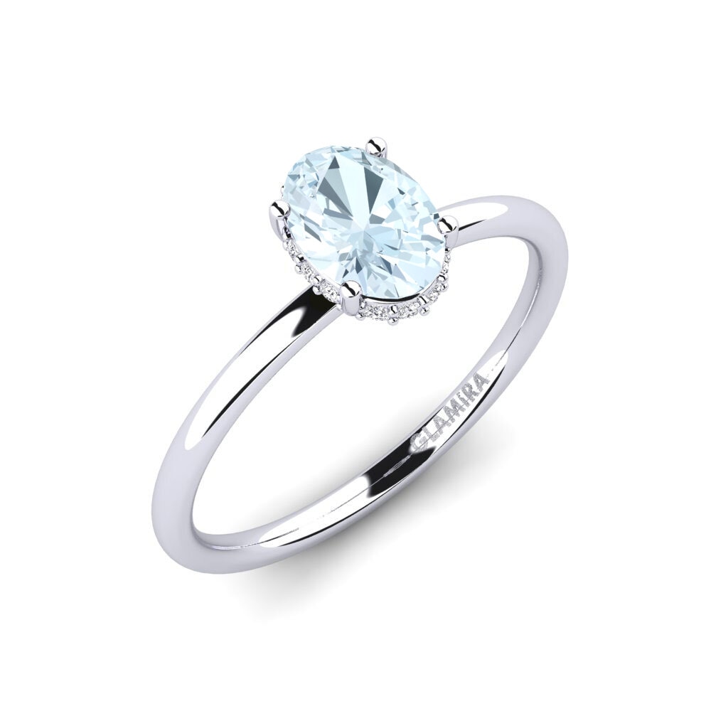 White Silver Aquamarine Engagement Ring Ayoova