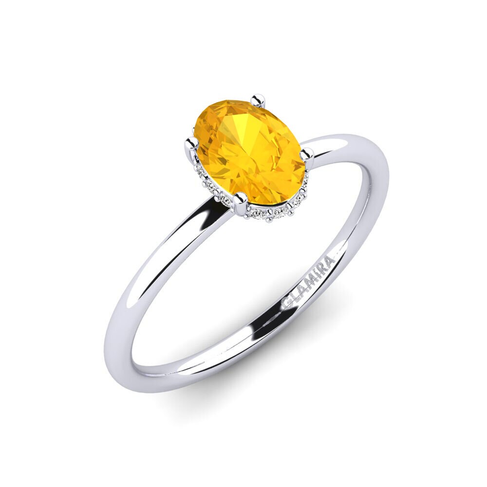 White Silver Citrine Engagement Ring Ayoova
