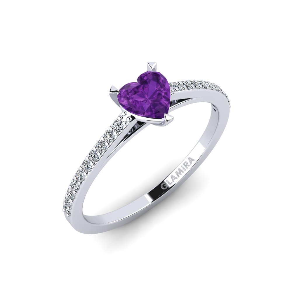 White Silver Amethyst Engagement Ring Blehe