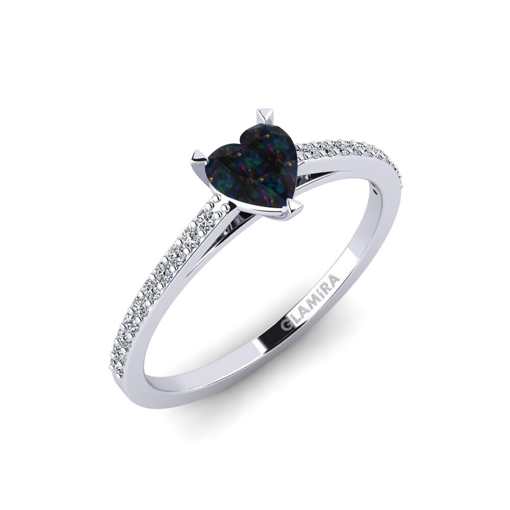 14k White Gold Black Opal Engagement Ring Blehe