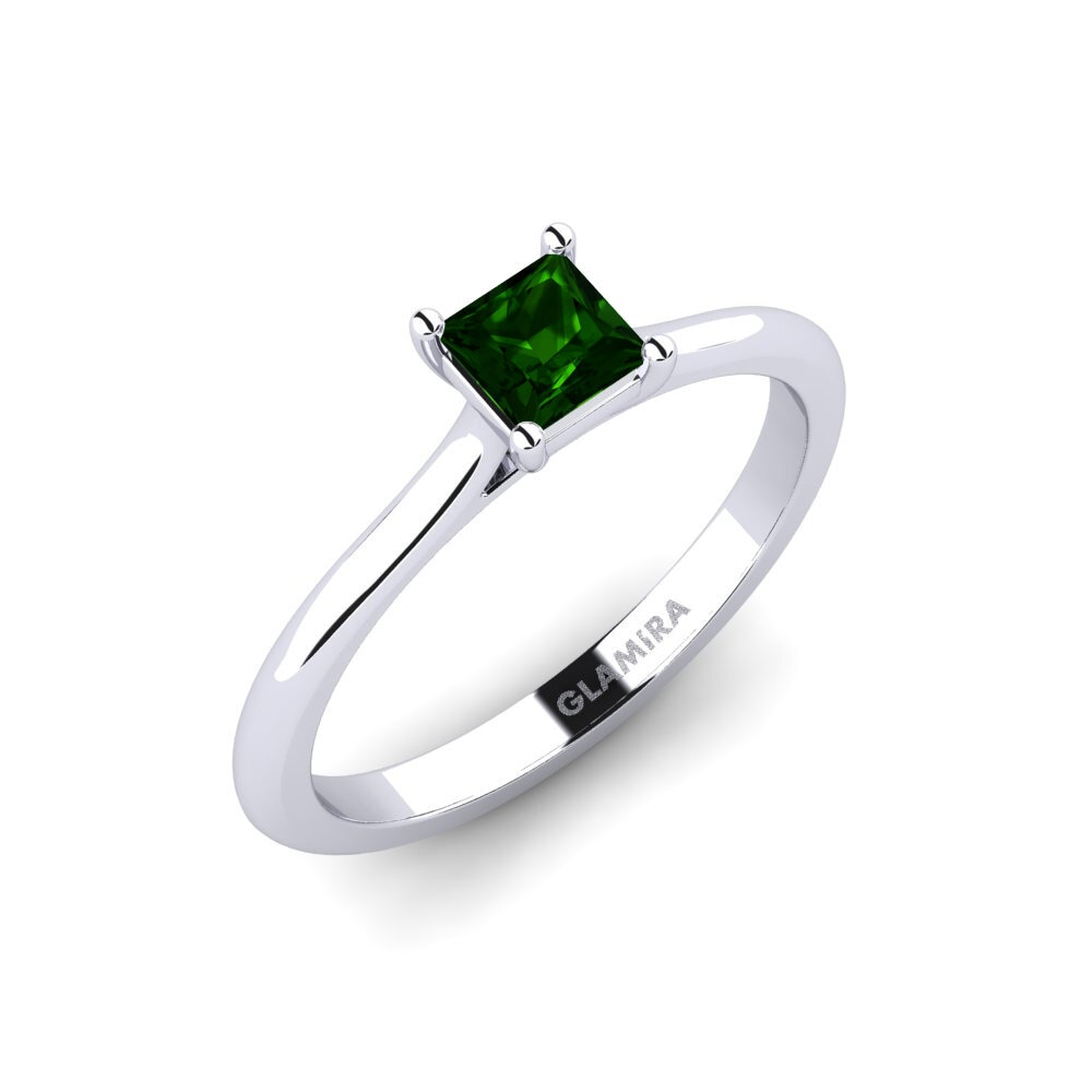 Princess Green Tourmaline Engagement Ring Gamed