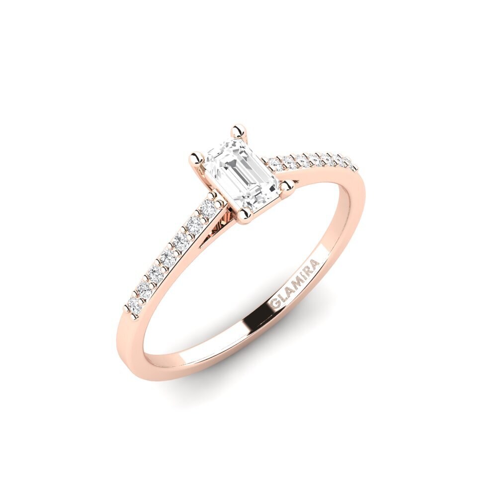 14ct Rose Gold White sapphire Engagement Ring Leenil