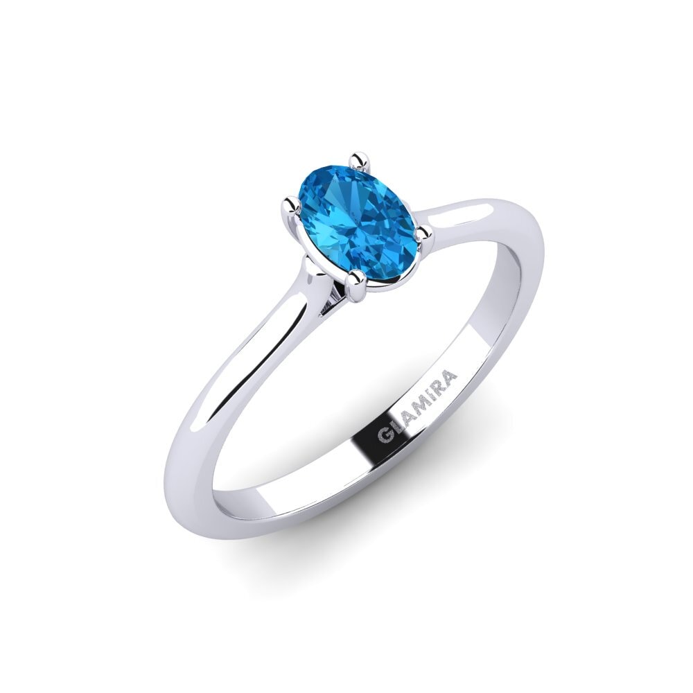 9ct White Gold Blue Topaz Engagement Ring Liogo