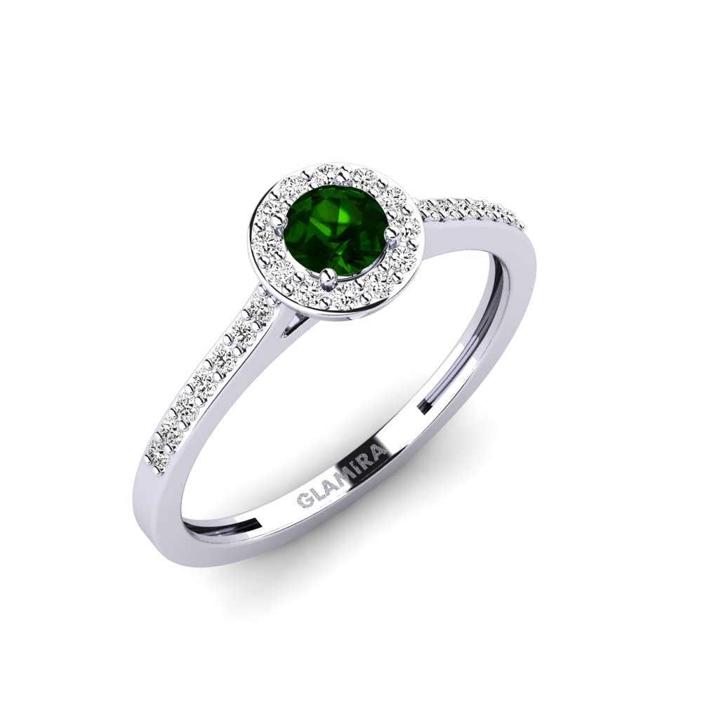 14K White Gold Green Tourmaline Engagement Ring Lumini