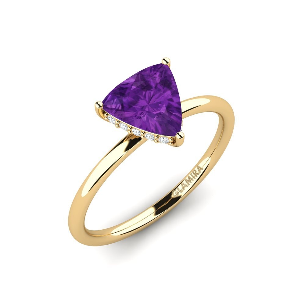 Trillion Amethyst Engagement Ring Mosallas
