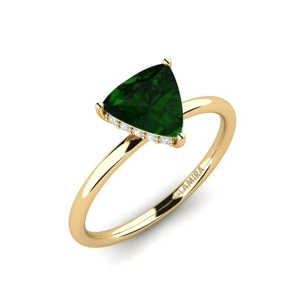 Trillion Green Tourmaline Engagement Ring Mosallas