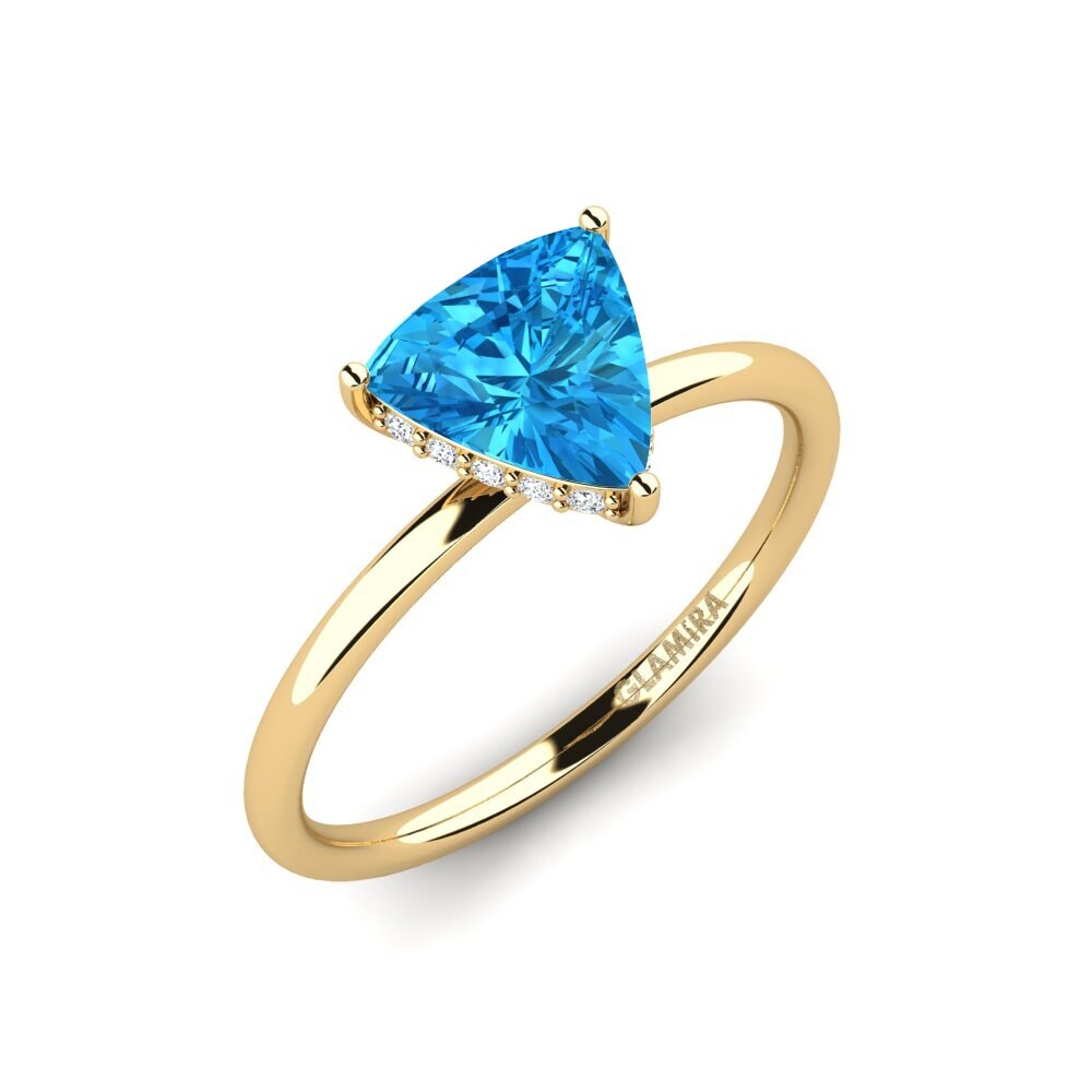 Trillion Blue Topaz Engagement Ring Mosallas