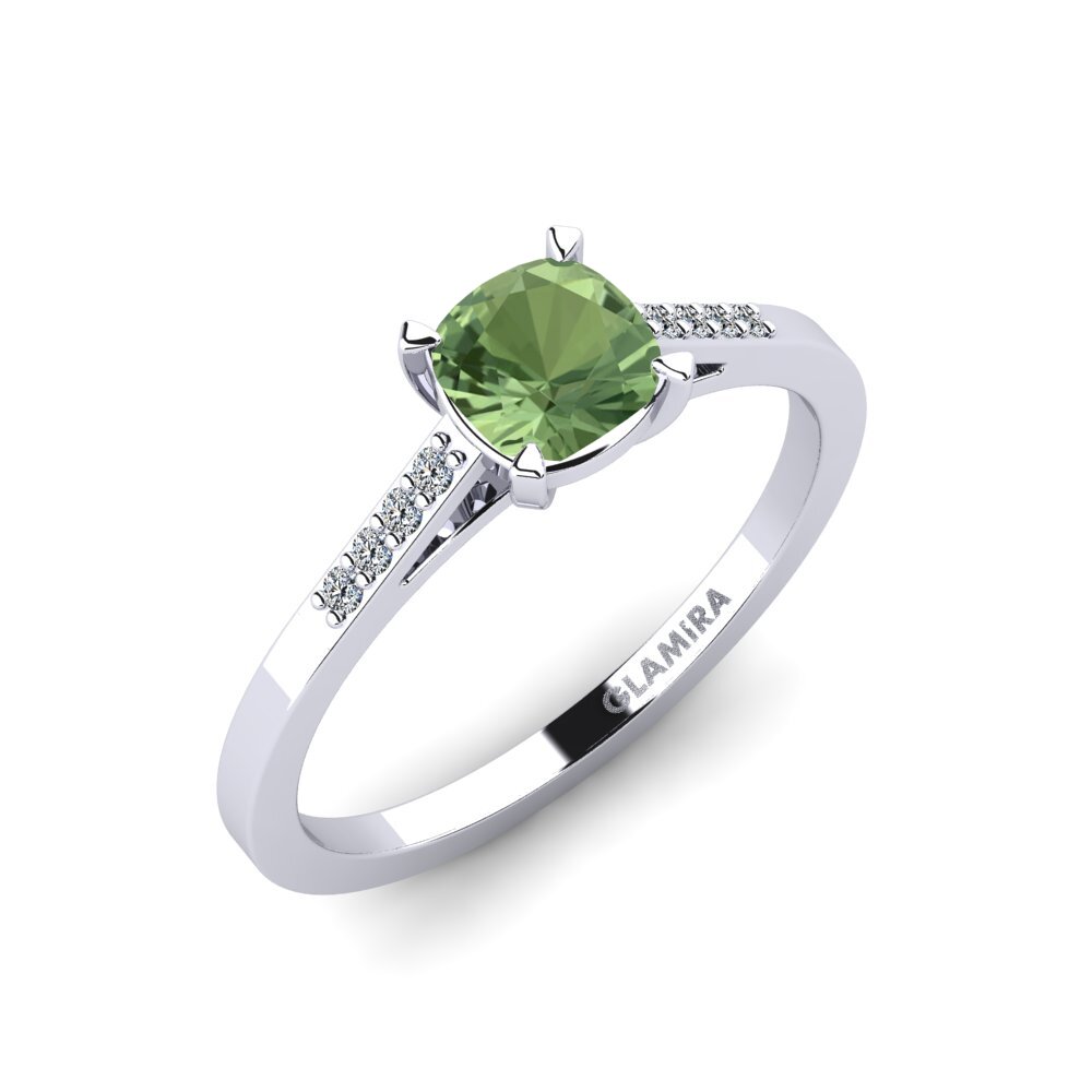 14ct White Gold Green Sapphire Engagement Ring Natose