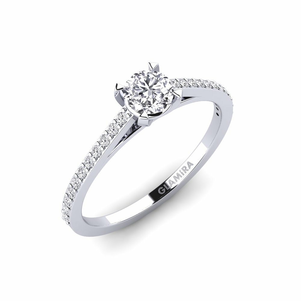 Solitaire Pave Engagement Rings Roenou 585 White Gold Diamond