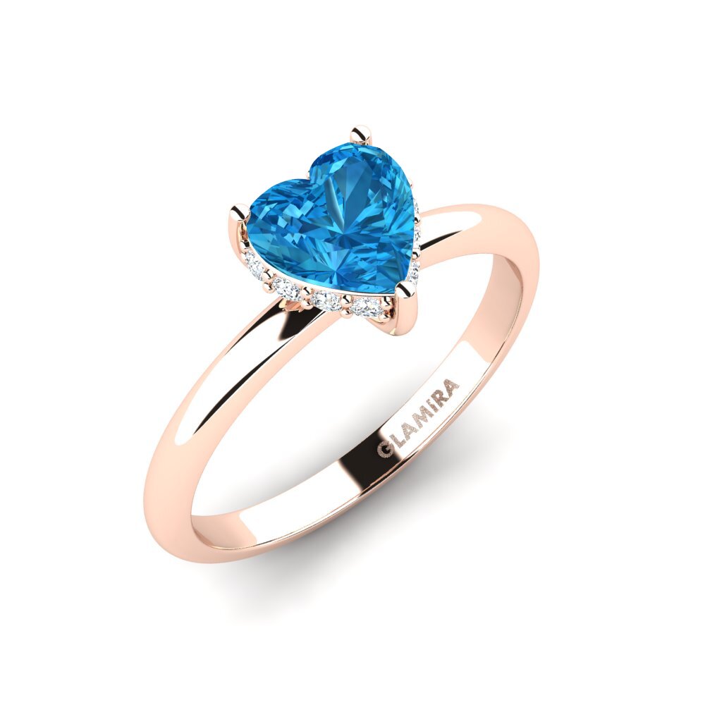14ct Rose Gold Blue Topaz Engagement Ring Saiorsa