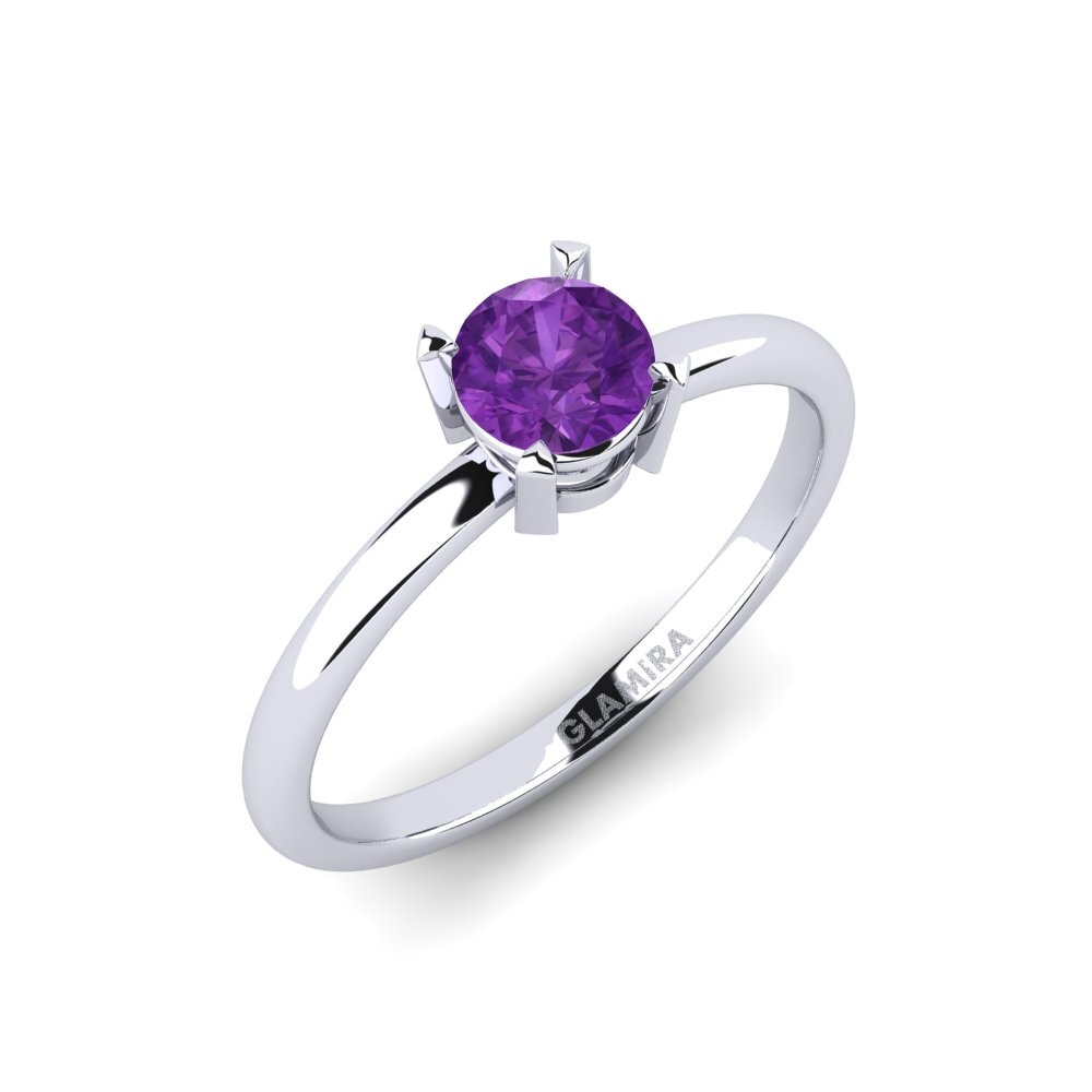 White Silver Amethyst Engagement Ring Sora