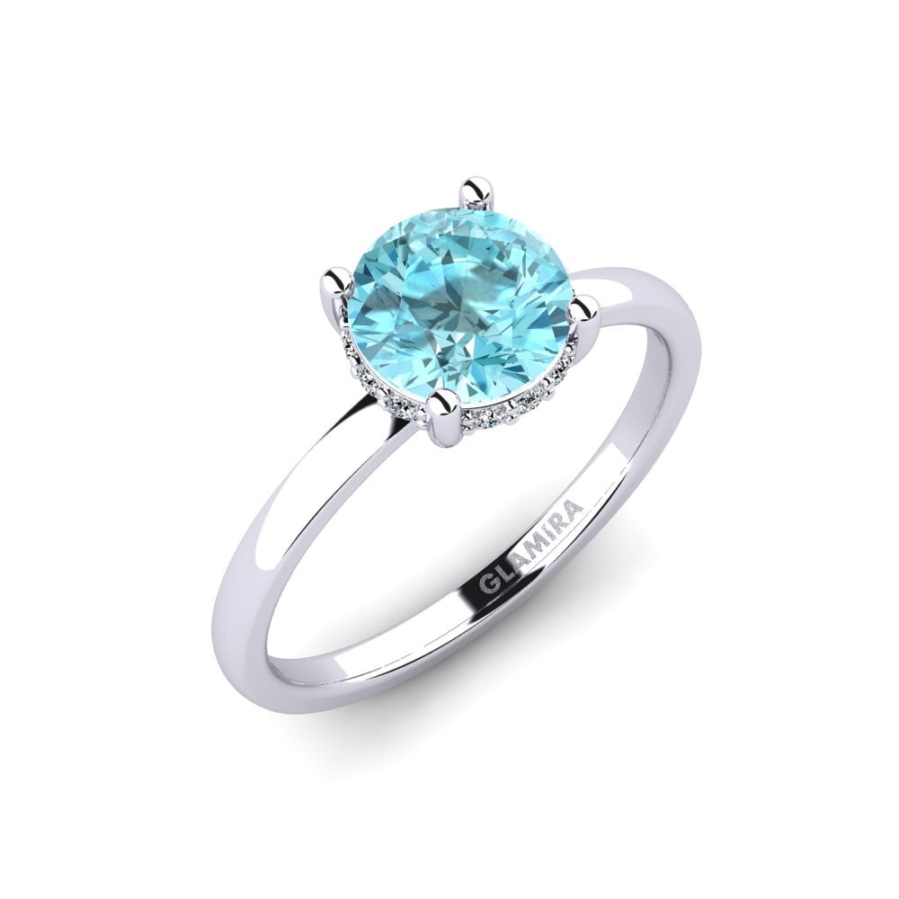 14ct White Gold Blue Zircon Engagement Ring Vennis