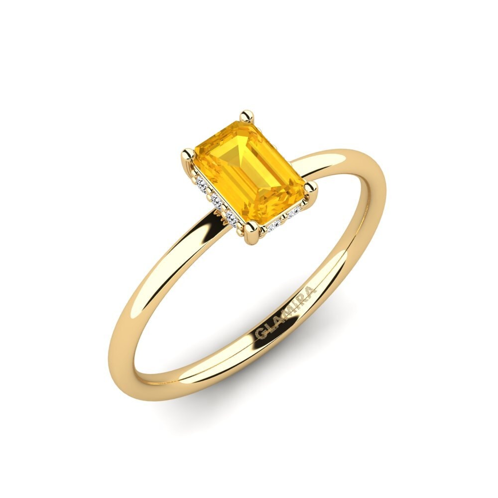 14k Oro Amarillo Citrino Anillo de compromiso Wulden